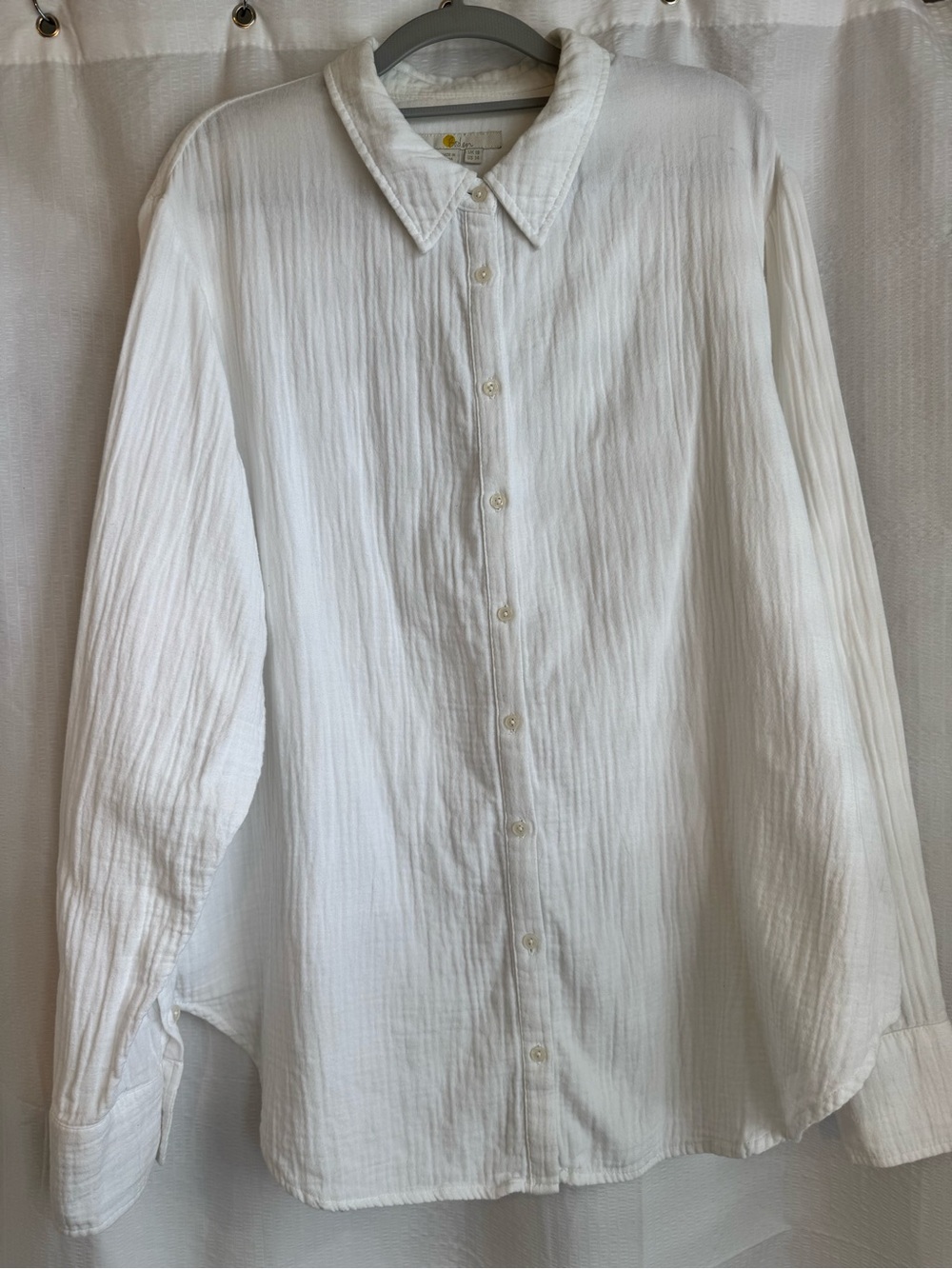 Boden White Double Cloth Relaxed Fit Button-Down Shirt size 14